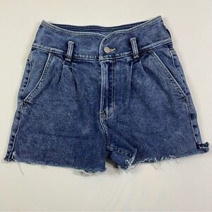 Hollister Ultra High Rise‎ Mom Jean Shorts Womens 3R Denim Pleated 90s Momcore